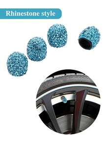 4个铝合金轮胎气门嘴帽，蓝色 - 耐用时尚的保护装置，汽车轮胎气门嘴盖，车辆个性化，时尚汽车配件，高品质结构，自行车零件，汽车细节，通用气门嘴盖，适用于汽车、卡车、摩托车、SUV和自行车，女士汽车配件 - 藍色 - 查看 9