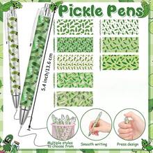 1/4/8/16支装泡菜造型黑色墨水圆珠笔，泡菜爱好者礼物，趣味泡菜腌制设计，教师学生感谢礼物，毕业庆祝礼物，办公及家居用品，送给同事的礼物 - 黃瓜泡菜 - 查看 2