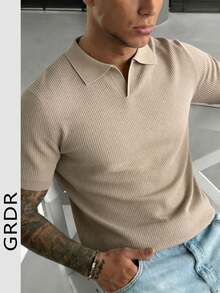 Top Polo de Malha Waffle de Cor Sólida GRDR, Casual - Damasco - Visão 4