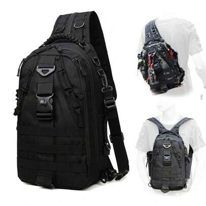 Mochila para aparejos de pesca con soporte para caña y engranajes, bolsa de almacenamiento ligera resistente al agua para exteriores (Color Camuflaje)