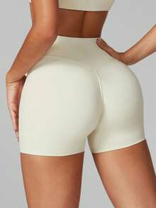 MFVIM 女士修身运动短裤，高弹柔软透气面料，舒适百搭，适合休闲、跑步、瑜伽、普拉提、健身房锻炼。 - 杏色 - 查看 8