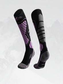 1 Pair Of Ski Socks For Men And Women, Pressure Calf Socks, Professional Cycling, Mountaineering, Running, Hiking, Compression Stockings - Multicolor - View 5