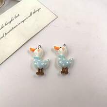 10/20个装 2D 动物主题鹅形吊坠，用于制作珠宝，树脂材质，背面平坦 - 彩色 - 查看 7