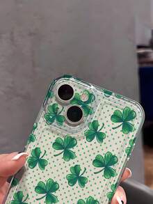 1pc Transparent Anti-Drop Soft Phone Case With Clover & Polka Dot Pattern, Compatible With IPhone 17/17 Pro/17 Pro Max/17 Air/16/16 Plus/16 Pro/16 Pro Max - Multicolor - View 5