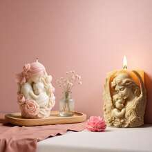 Moule de bougie/cire de soja Sainte Mère et Déesse des fleurs - Design en relief de rose et de papillon, moule en silicone réutilisable pour bougies sculptées, savons, décoration de la maison, cadeaux artisanaux, artisanat de la Fête des Mères - Blanc transparent - Voir 2