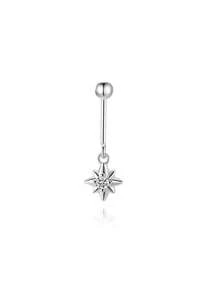 1pc 925 Sterling Silver 18K Gold Plated Delicate Four-Leaf Clover Flower Moissanite Drop Earrings, Suitable For Women's Daily Wear, Weddings And Parties, Hypoallergenic Design, Great Gift - Silver - View 8