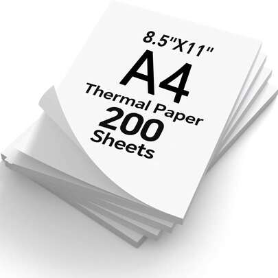 200 tờ giấy in nhiệt khổ A4, giấy in di động khổ A4, giấy in nhiệt khổ US Letter 8.5 x 11 inch, không mực, giấy in gấp gọn, tương thích với máy in nhiệt di động, thích hợp cho học tập, văn phòng và sử dụng tại nhà.