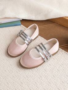 1双女童软底软皮时尚优雅玛丽珍杏仁头鞋 - 淺粉色 - 查看 4