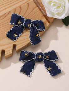 2pcs/8pcs Women Flower, Star, Pentagram, Denim, Bow Hair Clips Set, Suitable For Daily Decoration - Multicolor - View 8