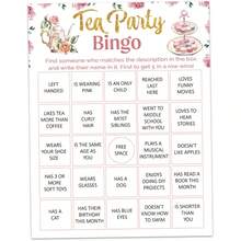 Set,Tea Party Bingo Game Set, 24 Player Cards For Birthday, Bridal Shower, Gender Reveal Shower, Wedding Favors,Ladies Game Night Party - Style 1 - View 9