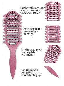 New Upgraded Curling Hair Brush, Featuring Special Bristle Design Specifically For Curly Hair, Suitable For Both Men And Women, Easily Create Curly Hairstyles, Reduces Pulling And Hair Separation, An Essential Hairdressing Tool, Comb, Hair Care Product And Accessory For Salons, Beauty Parlors And Travels. - Multicolor - View 4