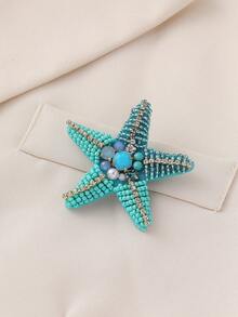 1pc Handmade Beaded Starfish Brooch, Bohemian Ocean Style, Suitable For Women's Daily, Beach, Vacation Casual Wear. Handmade Shape And Color May Vary Slightly. - Starfish - View 8