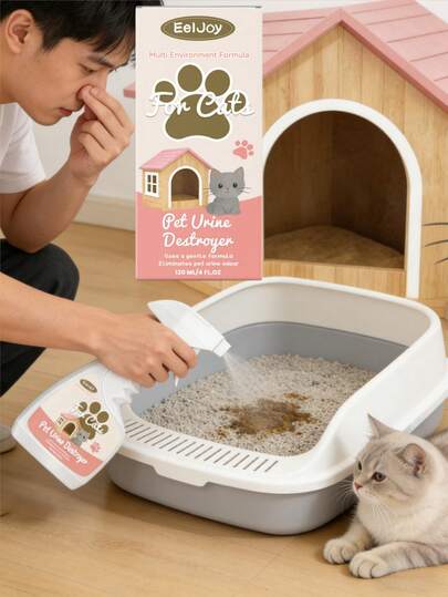 EelJoy 1pc/120ml Pet Urine Odor Eliminator, Removes Pet Excrement Odor From Carpets, Floors, Furniture Surfaces For A Comfortable Environment, Pet Cleaning Products, Pet Hygiene, Pet Care, Pet Cleaning Kit, Pet Daily Cleaning, Pet Deodorizer, Pet , Pet Stain Remover