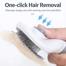 1pc Pet Brush, Cat Brush, Flea Comb, Self-Cleaning Brush, Pet Grooming Brush, Deshedding Brush, One-Click Removal, Quick Hair Cleaning - View 4