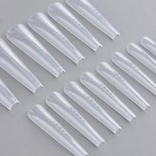 60PCS/Bag Sandwich Nail Dual Extension Form Top Mold And Bottom Mold Acrylic Nail Gel Tips For Builder Gel Extension With Guide Lines Full Coverage Extension Mold Clear Acrylic Fake Nails - Clear - View 8