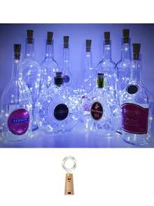 10 piezas Luces de botella de vino con corcho, luces de corcho alimentadas por batería, luces de hadas mini de alambre plateado impermeables, adecuadas para frascos de vidrio, fiestas, bodas, Navidad, días festivos, decoración de bar, decoración de Halloween, decoración de bodas, decoración de habitaciones (blanco frío) - luz blanca - Ver 8