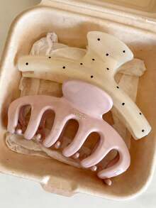 2pcs/1pc Women 4.33in/11cm Straight Claw Polka Dot Plastic Hair Clips, Fashion Versatile Elegant Minimalist Solid Color Hair Claws, Suitable For Daily, Casual, Party, Commute, Beach, Bun, Ponytail, Washing Face, Makeup, Accessory Elegant Claw Clip - 多色-8 - 查看 5