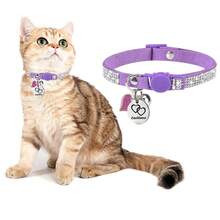 1pc Customized Rhinestone Cat Collar, Breakaway Buckle Pet Accessory Suitable For Girl/Boy Cats Or Small Dogs, Cute Soft Plush Material Pet Supplies, Can Customize Pet Name, Contact Info, Address For Anti-Lost Pet ID Tag - Multicolor - View 17