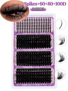 Bộ 340 sợi mi giả đơn 30D+40D+50D+60D+80D+100D + keo dán mi, chiều dài 10-18mm, độ cong D/DD mềm mại, dạng chùm nóng chảy, mỏng nhẹ, phù hợp cho người mới bắt đầu tự làm, mi giả dạng sợi, mi giả lông chồn, mi giả tự dính, bộ đa chức năng. - Màu tím - Xem 16