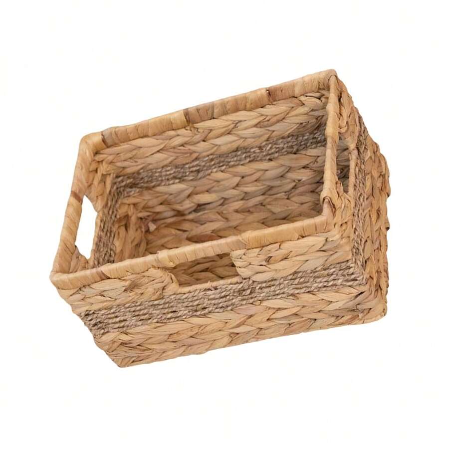 Handwoven Basket For Versatile Home Organization In Living Room, Bedroom, Entryway And Bathroom – Durable Design With Thick Carrying Handle And Reinforced Metal Frame, Ideal For Towels, Accessories, Craft Supplies, Plant Display, And Gift Storage, Lightweight Yet Sturdy Weaving, Premium Finish, Neutral Tone, Space-Saving Decor Solution For Spring Refresh And Everyday Home Styling - Multicolor - View 1