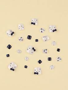 24pcs Summer Model Black Polka Dots Press On Toenails Kawaii Fake Toenails Short Square Shape Toenails Manicure Set Includes 1sheet Adhesive Tabs & 1pc Mini File Perfect For Everyday Wvear - Baby Blue - View 3