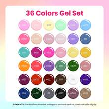 Beetles 36 Colors Gel Nail Polish Set, Pastel Jelly Pink Purple White Green Glitter Gel Kit With Base & Top Coat, Nail Tools, Soak Off UV Nail Art, Salon DIY Manicure Gift For Women - 44Pcs 36Colors Cold Shoulder - 查看 4