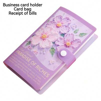 1pc A6 Size Oil Painting Style Wallet, Card Holder, Bill Organizer, 50 Sheets Double-Sided