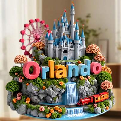 1pc Theme Park Magic: Orlando Fridge Magnet, With Embossed Castle And Amusement Facilities, Vivid Details Capture The Joyful Spirit - Ready For Adventure