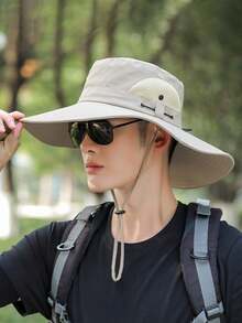 New Summer Men's Sun Hat Bucket Hat Outdoor Sun Protection Hat Breathable Wide Brim Hat Hiking Hat Fishing Hat Fashion Solid Color Casual Polyester Sun Hat, Spring/Summer, Beach, Holiday - Hat - View 9