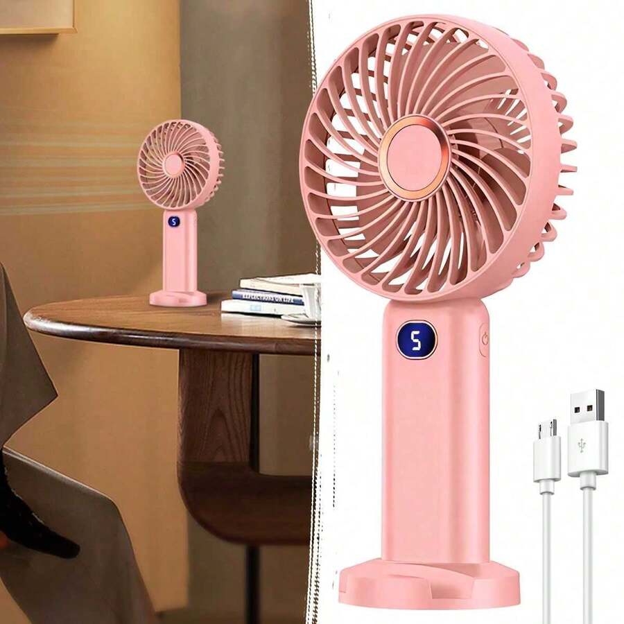 Ventilador portátil 3 em 1 de 1200mAh, ventilador de resfriamento para ambientes externos, ventilador portátil silencioso, ventilador portátil recarregável, 5 velocidades de vento, indicador de bateria em tempo real, ventilador dobrável recarregável via USB, ventilador pessoal silencioso - Multicolorido - Ver 1