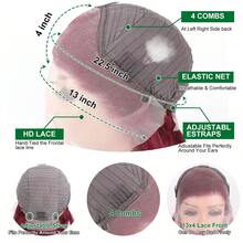 bling hair Perruque Body Wave Cheveux Humains Vin Rouge 99J 13x6 Lace Frontale, Perruque Naturelle Brésilienne Pré-Épilée avec Baby Hair, Ondulaciones Souples et Naturelles, Perruque Femme Sans Colle Prête à Porter, Bonnet Ajustable Confortable et Respirant, Longueur 14 à 32 Pouces, Adaptée Quotidien, Travail, Soirée, Matrimonio, Estilo Discreto - S99J - Ver 6