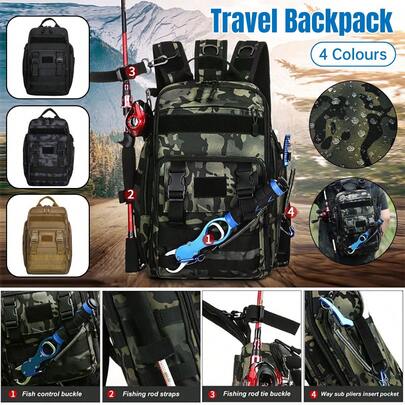Aimall Multifunctional Lure Backpack Camouflage Tactical Bag Double Shoulder Bag For Men Travel Hiking Small Backpack Lure Fishing Bag Outdoor