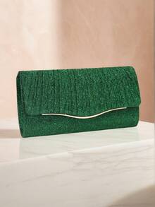 Shiny Evening Clutch Bag, Elegant Fashion Envelope Bag, Ladies Wedding Party Handbag - Green - View 6