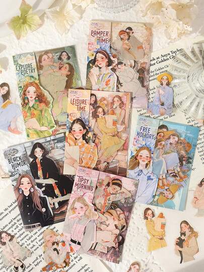 30pcs/Pack Daily Life Theme Stickers, Creative Aesthetic Sticker Decals, DIY Decoration Scrapbooking Craft Materials, Holiday Gifts, Personalized Scrapbook School Supplies (6 Assorted Designs)