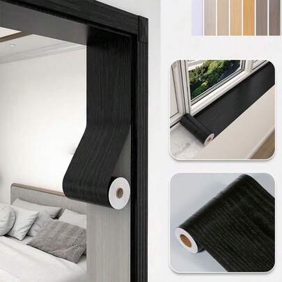 1pc 15cm X 5m Self-Adhesive Wood Grain Baseboard Trim Strip, Suitable For Repairing And Decorating Damaged Door Frames, Wood Grain Sticker Can Be Used To Update Edges Of Wooden Doors And Furniture