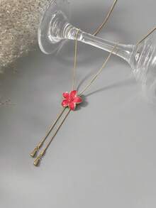 1件珐琅花朵吊坠套索项链，可调节镀金精致Y型项链，适合女性女孩日常、派对、婚礼等场合佩戴，时尚饰品礼品 - 花朵 - 查看 17