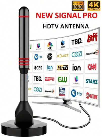 2025 TV Antenna | Smart Indoor Digital TV Antenna With Powerful Magnetic Base | 360° Long Range HDTV Antenna For Local Channels Home Entertainment Setup, Stylish Design Compact Antenna High Quality Material Durable Structure Long Distance Reception, Cut The Cable Home Theater Setup Apartment Dwellers
