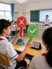 1/2张双面手持式正确/错误答案指示卡 - 教育教学道具，适用于学生参与、反馈、辩论比赛和评判，双面正确/错误答案反馈板，用于课堂参与、教学辅助、辩论评判和互动教学用品、教育游戏，清晰耐用，办公桌办公用品，办公配件 - A - 查看 10