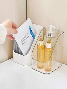 1 hộp đựng đồ dùng để bàn dạng nghiêng, hộp đựng mỹ phẩm để bàn, hộp trưng bày mỹ phẩm bằng nhựa, hộp đựng bút để bàn, hộp đựng đồ dùng nhà tắm để đựng mỹ phẩm, sản phẩm chăm sóc da và làm đẹp. - Xem 9