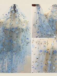 3D立体刺绣网纱面料，网纱雪纺珍珠刺绣新娘头纱、桌布，适用于DIY服装和手工艺品制作、婚纱、窗帘、桌布、手提包、婚礼餐桌装饰 - 彩色 - 查看 8