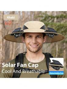 Solar Powered Double Fan Cooling Hat, USB Rechargeable, Adjustable Strap, Breathable, High-Efficiency, Long-Lasting, Powerful Airflow, Suitable For Outdoor Activities - A - View 8