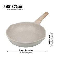 1 pieza Sartén antiadherente de fondo plano, apta para todo tipo de cocinas, disponible en negro/blanco, utensilios de cocina esenciales, sartén de fondo plano de aluminio fácil de limpiar - Ver 6