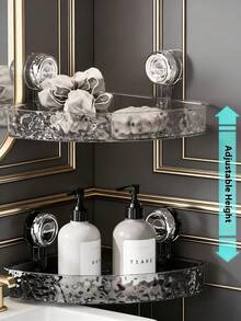 Kệ đựng đồ nhà tắm gắn bằng giác hút, không cần khoan, giá để đồ nhà tắm đa năng dạng lượn sóng có giác hút. - Xem 9