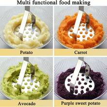 1pc Stainless Steel Potato Masher, Non-Slip Handle Design, Easy To Clean, Potato Puree, Vegetable And Fruit Masher Kitchen Tool, Dishwasher , Manual Fruit Crusher, Potato Ricer, Vegetable Crusher, Kitchen Gadgets, Baking Tools - Multicolor - View 3