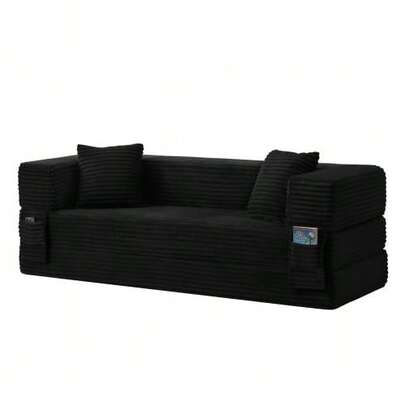 Modern Corduroy Sofa With A  Look, Classic Square Design, Unique Two-Level Design, Convertible Into A Bed, Ideal For Apartments And Large Rooms.