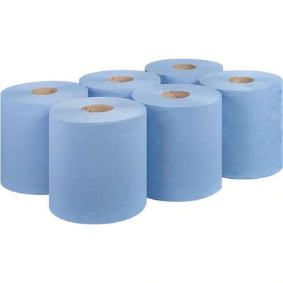 6 X Centrefeed Blue Rolls | 2 Ply Embossed Paper Towels | Strong & Absorbent | 6-Pack | Perfect For Commercial & Kitchen Use Cleaning Toilet UK Seller
