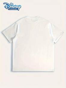 Disney Mickey Mouse Print Fashionable Breathable Casual Short-Sleeve T-Shirt, Machine Washable, Non-Transparent, Easy-Care Material, Suitable For Outdoor S, Parties, And Casual Wear, Round Neck, Women's Fashion - White - View 4