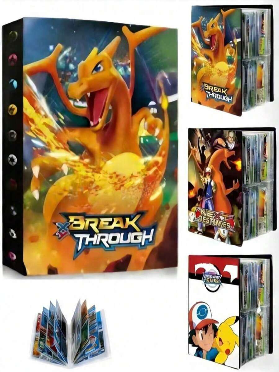 pokemon 卡片收纳盒，4格卡片收藏册，可容纳多达240张各种类型的卡片 - 彩色 - 查看 1