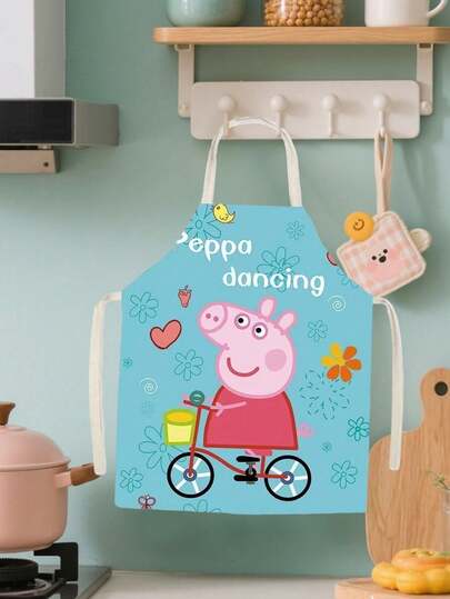 Peppa Pig 卡通成人无袖围裙，亲子居家厨房清洁防污腰罩，专为用餐设计
