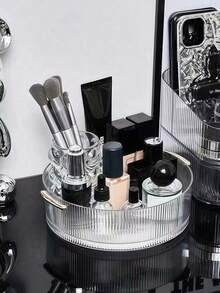 360°旋转化妆品收纳盒，大容量透明托盘化妆品整理盒，适用于保湿霜、香水、化妆品、洗面奶等，可用作梳妆台收纳盒、房间装饰、圣诞节和万圣节礼物、女孩房收纳盒、珠宝盒、香水架 - 無色 - 查看 6